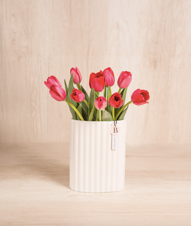 Florero Sianna 10 Tulipanes Rojos