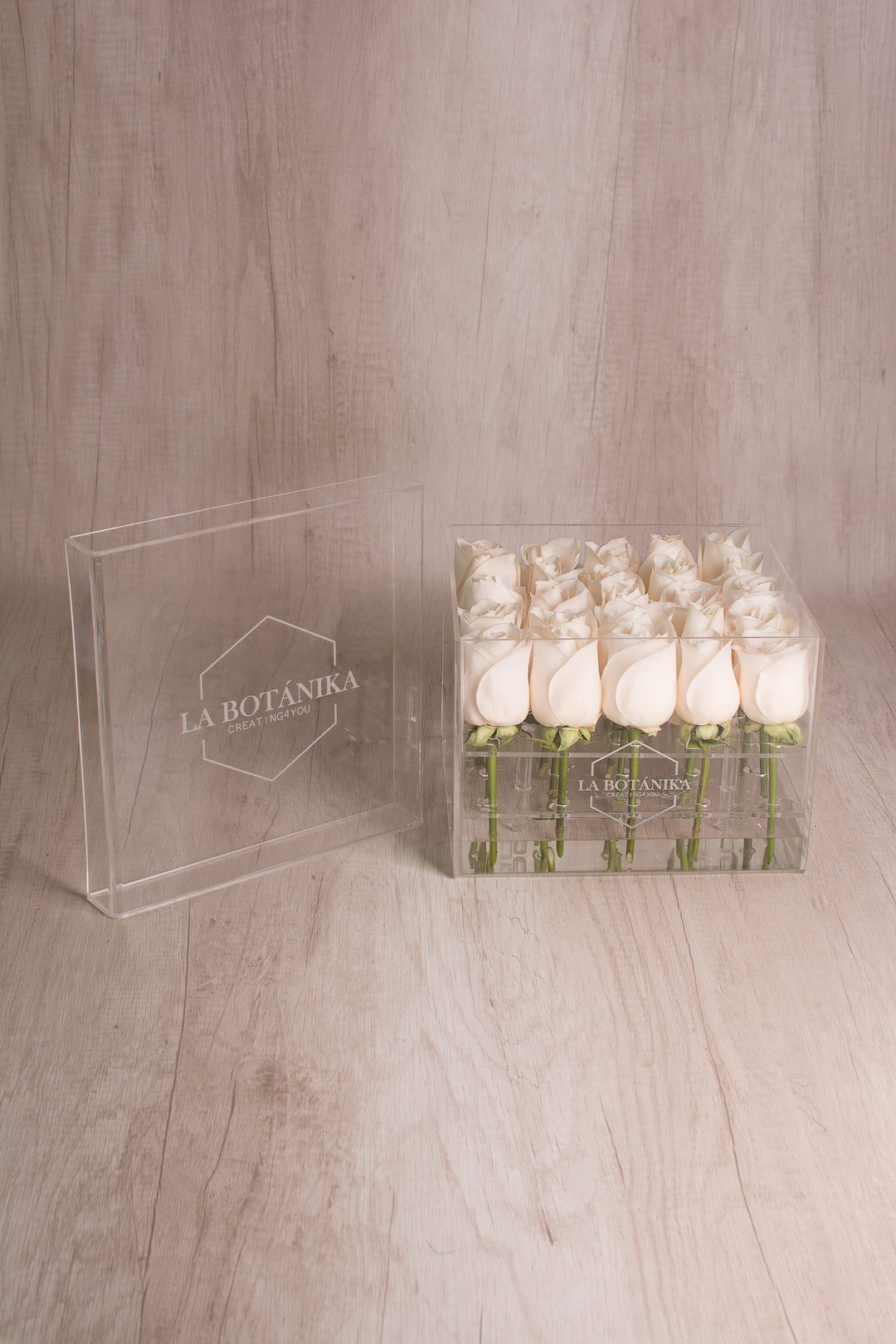 CRYSTAL BOX 25 ROSAS Blancas