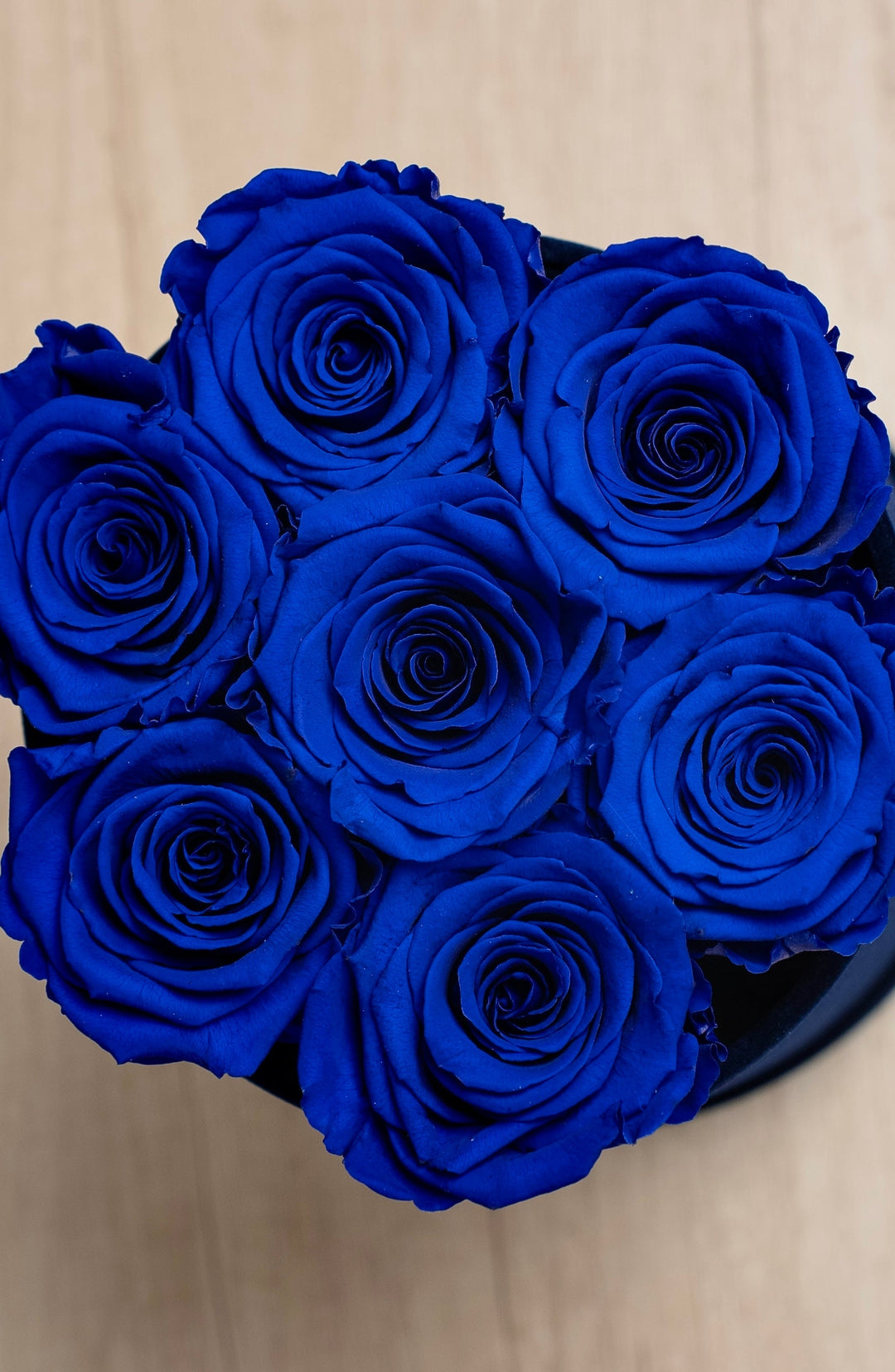 Round Box velvet azul rosas preservadas - sameday