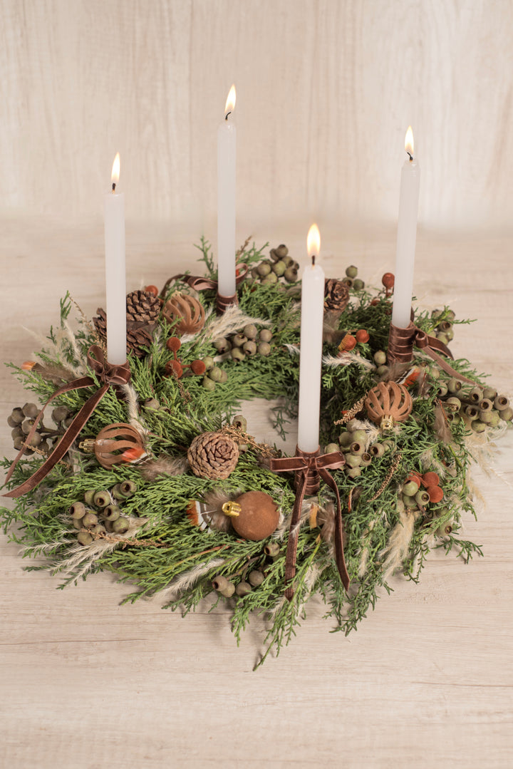 Corona de Adviento "Velvet woods" - Navidad