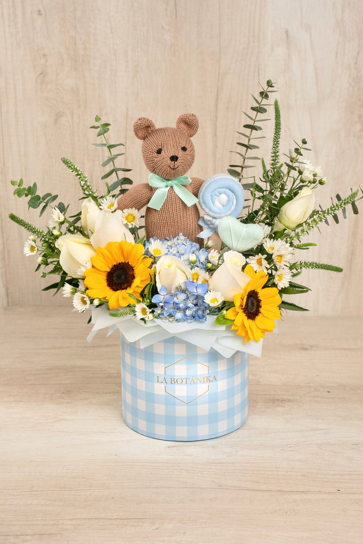 Round box Baby Boy con Osito Picnic - Sameday