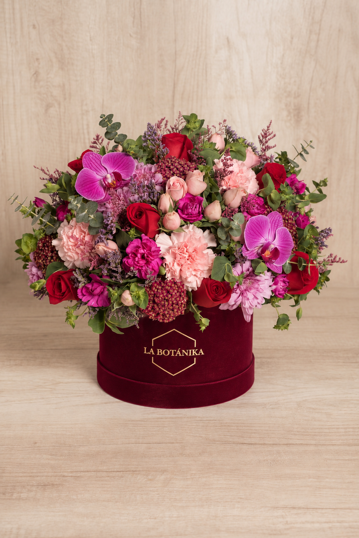 Round box velvet guinda Flavia