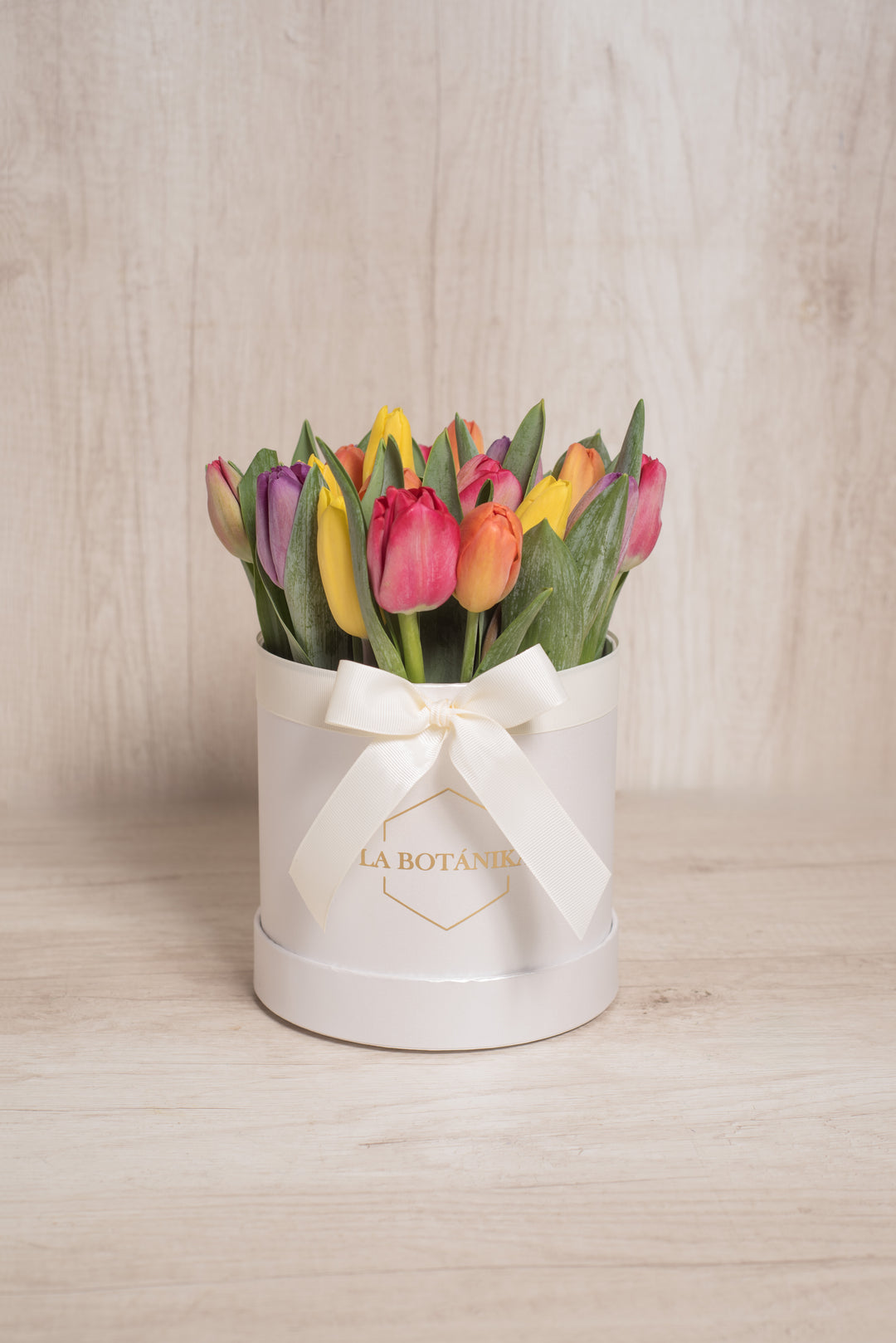Round Box Blanca Mix 20 Tulipanes - sameday