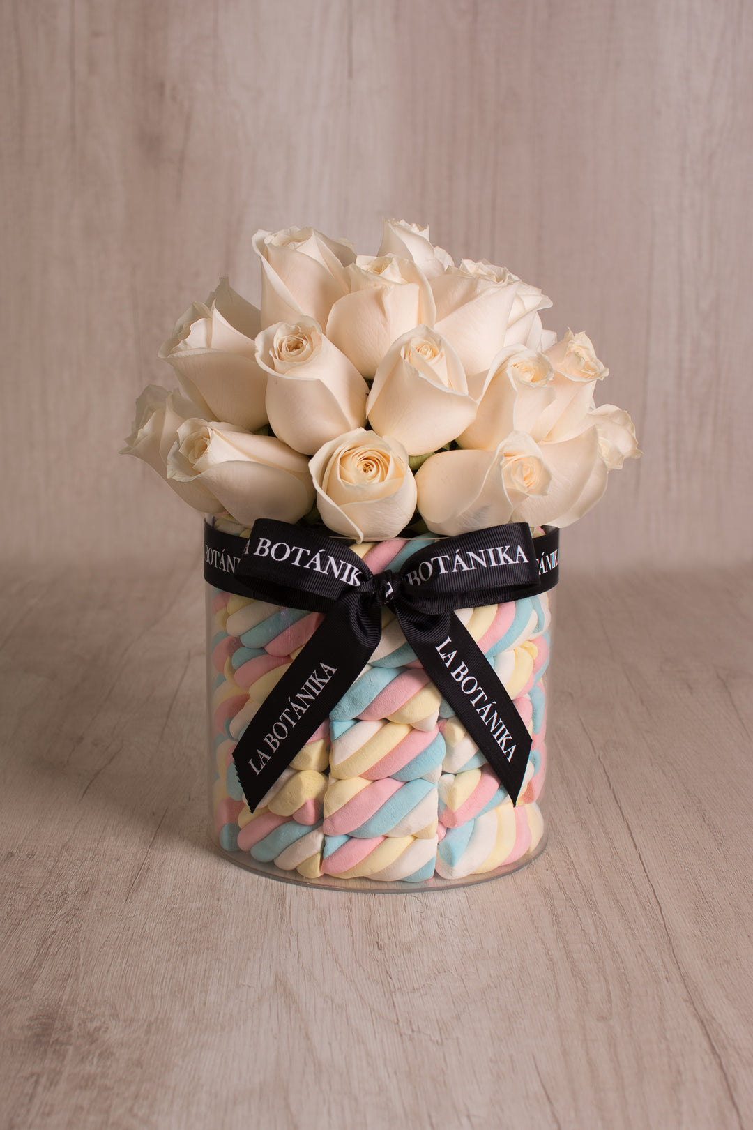 Marshmallows tricolor con rosas