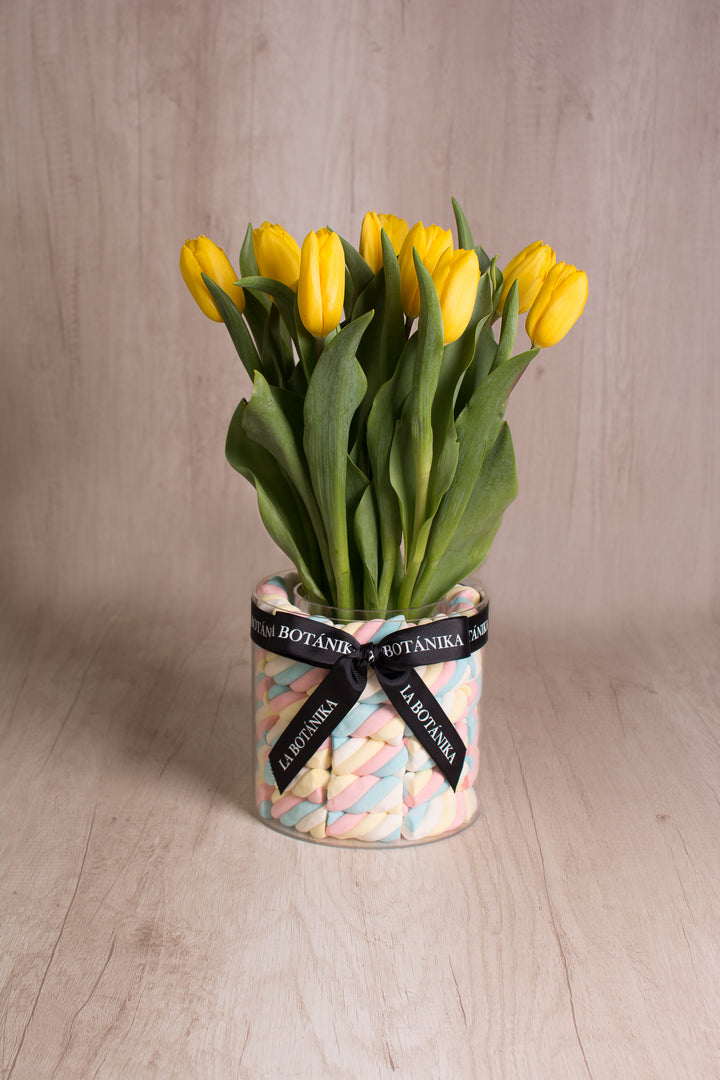 Marshmallows Tricolor con Tulipanes